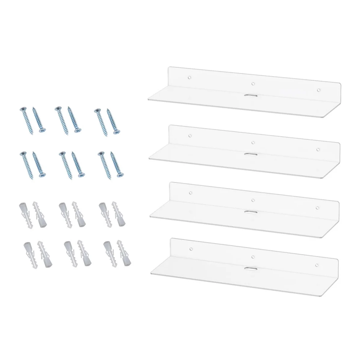 

Clear Acrylic Floating Shelves 4 Pack, 11.6Inch Wall Mounted Shelves for Bedroom, Bathroom, Living Room, Gaming Room