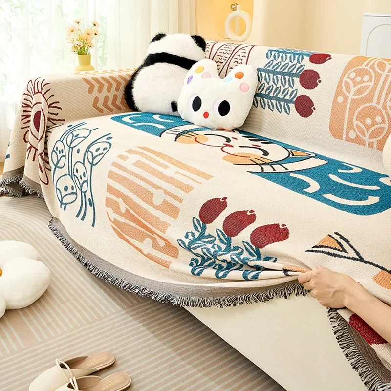 1PC Bohemian Style Sofa Throw Blanket for Living Room Anti-slip All Seasons Sofa Towel Slipcovers Camping Picnic Blanket Travel 2