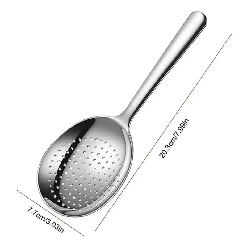1PC  Stainless Steel Soup & Rice Ladle, Serving Spoon with Drain Holes & Heat-Resistant Handle, Daily Use Kitchen Utensils