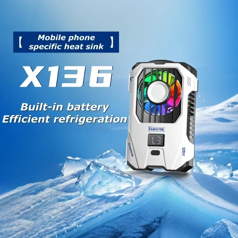 X136 휴대폰 반도체 백클립 냉각 라디에이터 내장 2500mAh 3단계 디지털 디스플레이 조절 가능 PUBG 게임 쿨러