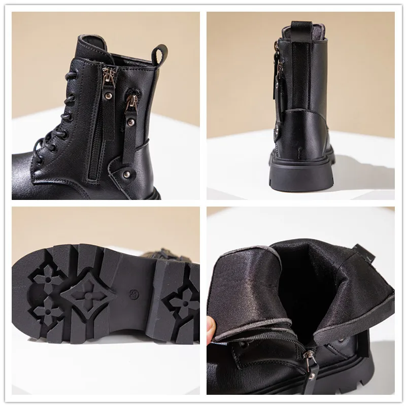 Girls Mid Calf Boots Autumn Breathable Soft Sole Kpop Style