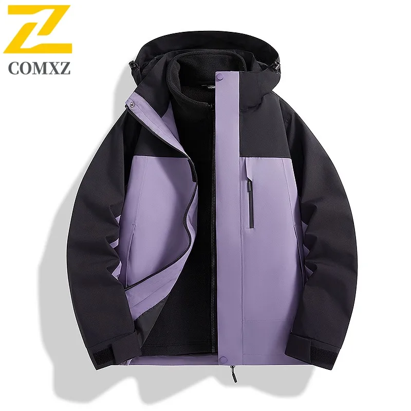 COMXZ Adventure Luxury Jacket 2025 Men Outdoor Thick Warm Coat Triple Hooded Design Trip Light Winter New Mens Windbreaker