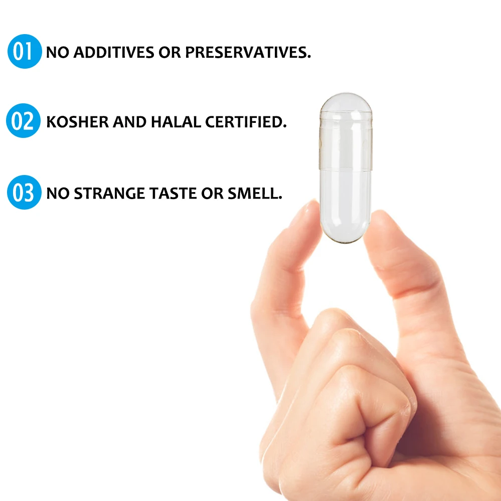 Vegan & Vegetarian Food Grade Empty Capsules - 1000 PCS, Size 000 to 0 - Kosher & Halal Certified HPMC Hollow Capsules