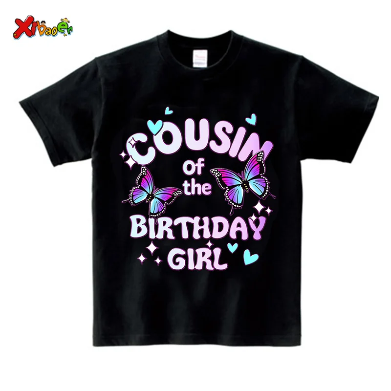 Girls Butterfly Birthday Family Matching Outfits Party Custom Name Toddler Shirt 6 Years Old Girl Outfit Familia Outfit T Shirts 5