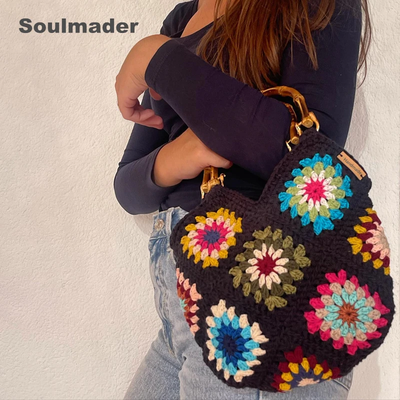 Théière Cosy Vintage Fait Main Au Crochet - Multicolore, Motif Fleurs, Acrylique