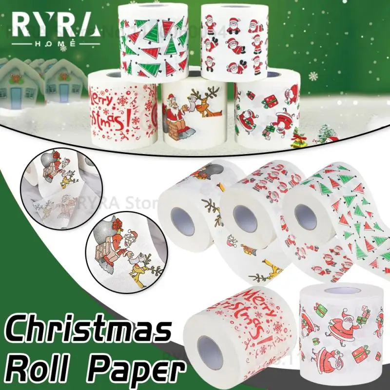 Christmas Toilet Roll Paper Santa Claus Reindeer Bath Toilet Roll Paper Tissue New Year Gifts Xmas Christma Decoration Supplies