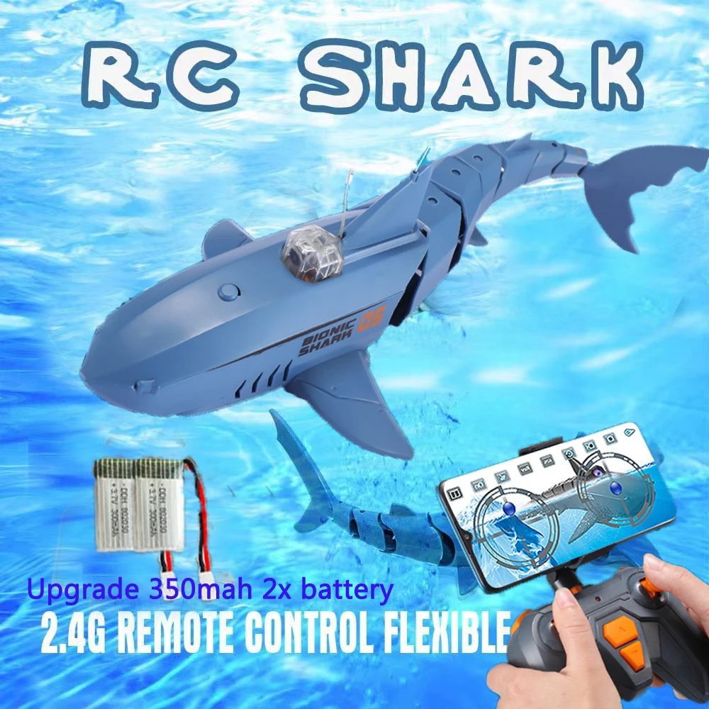 

RC Shark whale Spray Water Toy Remote Controlled Boat ship Submarine Robots 30W HD Toy Animals Pool Toys Kids Boys Children