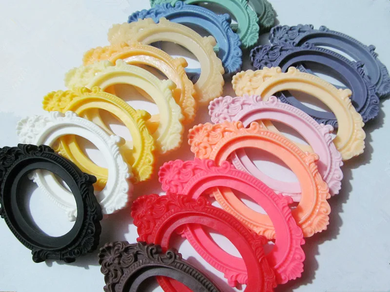 50pcs 17 Colors Oval Flatback  Resin Charm Finding, Base Setting Tray, for 30x40mm Cabochon/Picture/Cameo,DIY Accessry