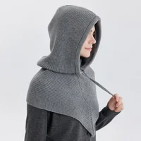 Winter Balaclava Hat Scarf For Women Knitted Hooded Caps Outdoor Warm One-piece Neck Collar Beanies Hats For Girls - Image 3