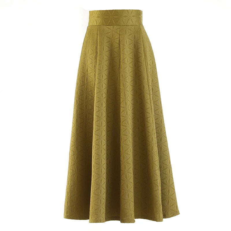 

Women's Runway Fashion Spring Summer Designer Gold Jacquard Skirt Female Autumn Winter High Waist Basic A-line Skirt TB122