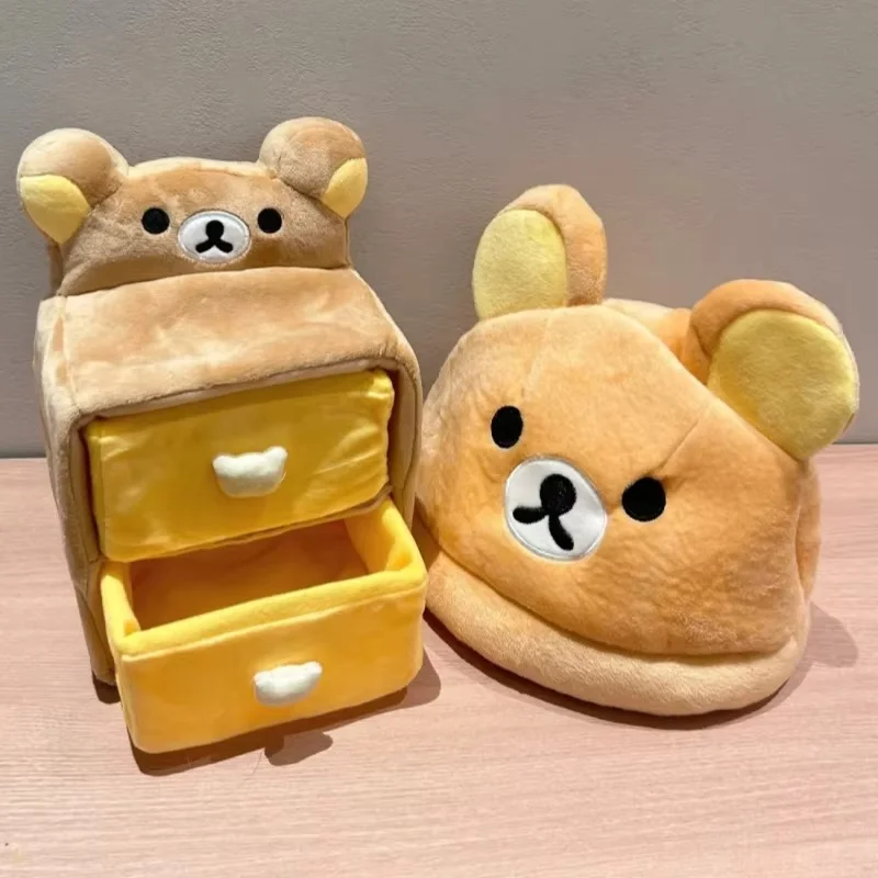 Kawaii Cartoon Relaxed Bear Wardrobe/Drawer/Compartment Box Rilakkuma Fun Stationery Ornaments Desktop Storage Girlfriend Gift desktop storage box stationery storage box desktop storage kit storage drawer boxes