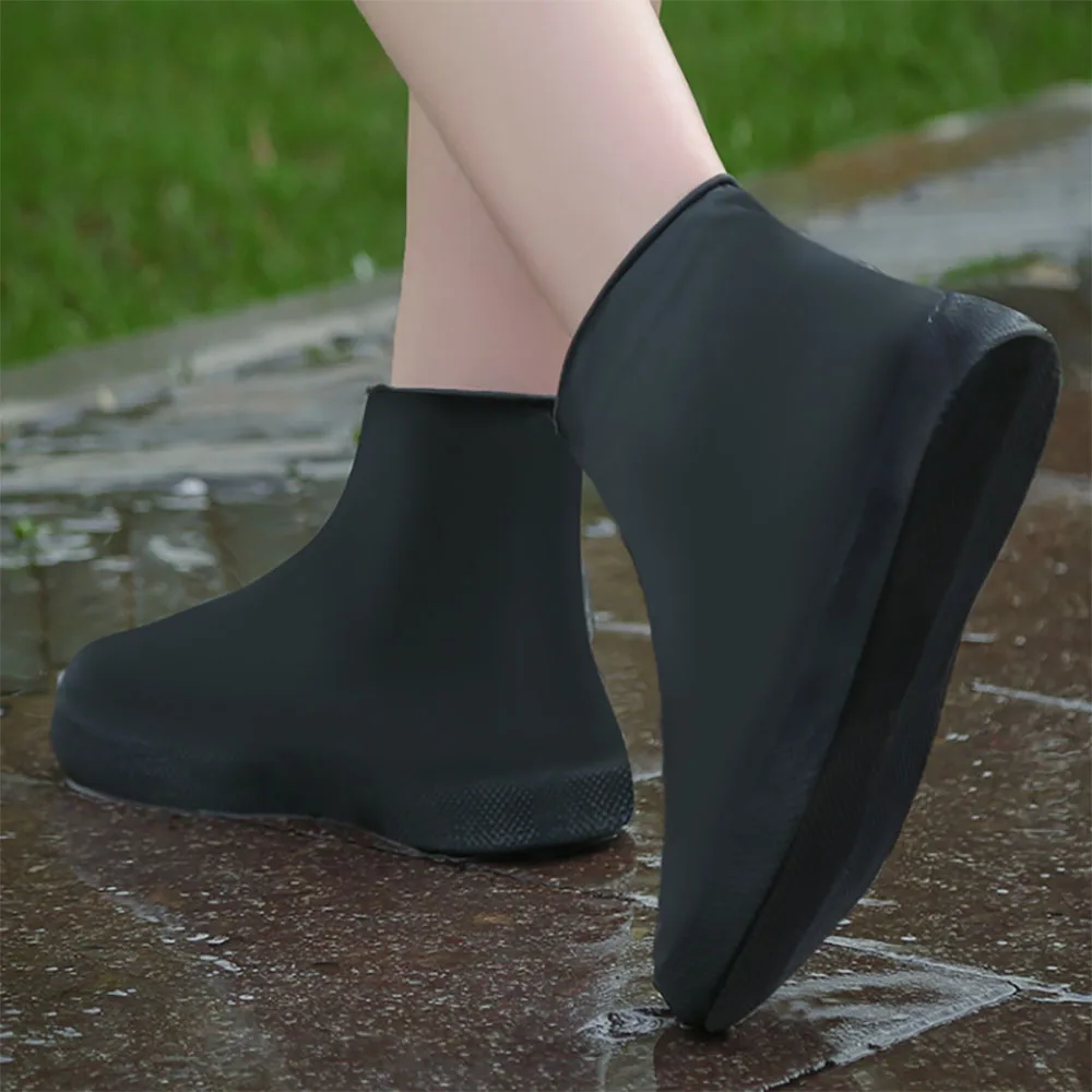 1 Paar wasserdichte Silikon-Überschuhe für Regentage, wiederverwendbar, rutschfest, für Erwachsene_voghion.com