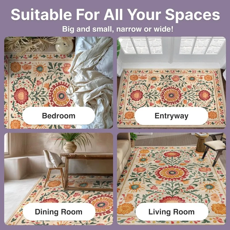 Retro Living Room Carpet Pastoral Style Floral Print Bedroom Bedside Rug Velvet Soft Luxury Coffee Table Floor Mat Ковер Tapis