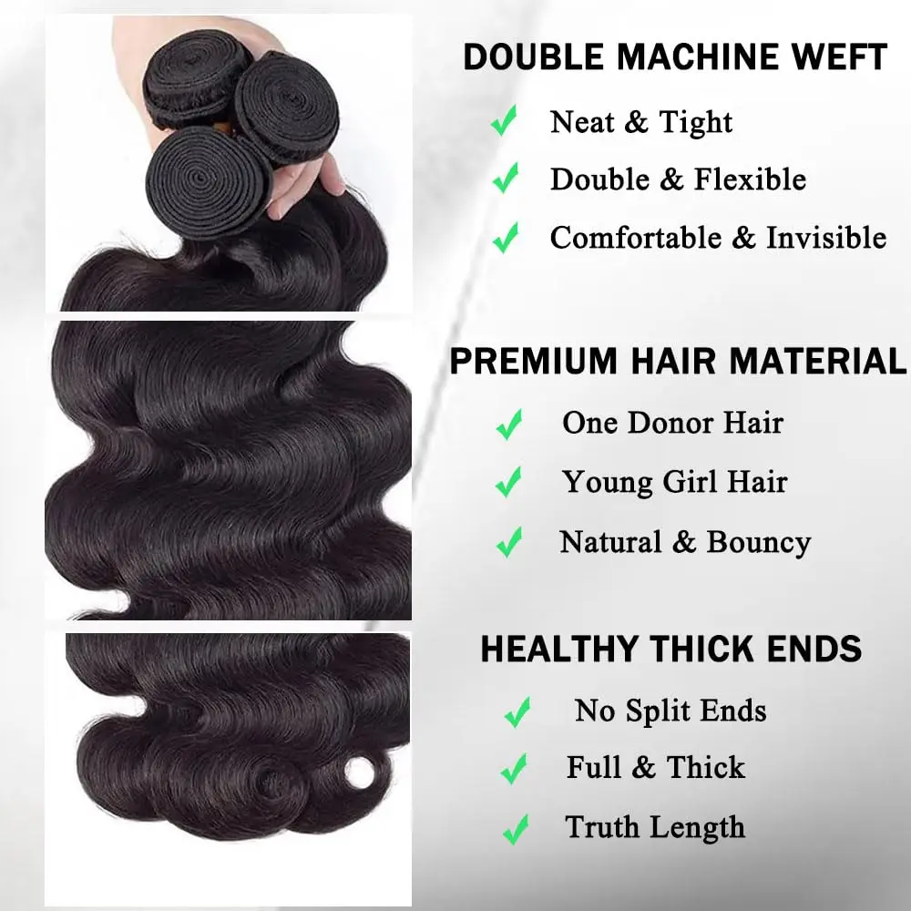 30 40 Inch Body Wave 100% Human Hair Bundles 12A Raw Hair Extensions Brazilian Natural Black 3 4 Bundle Deals Unprocessed Weave