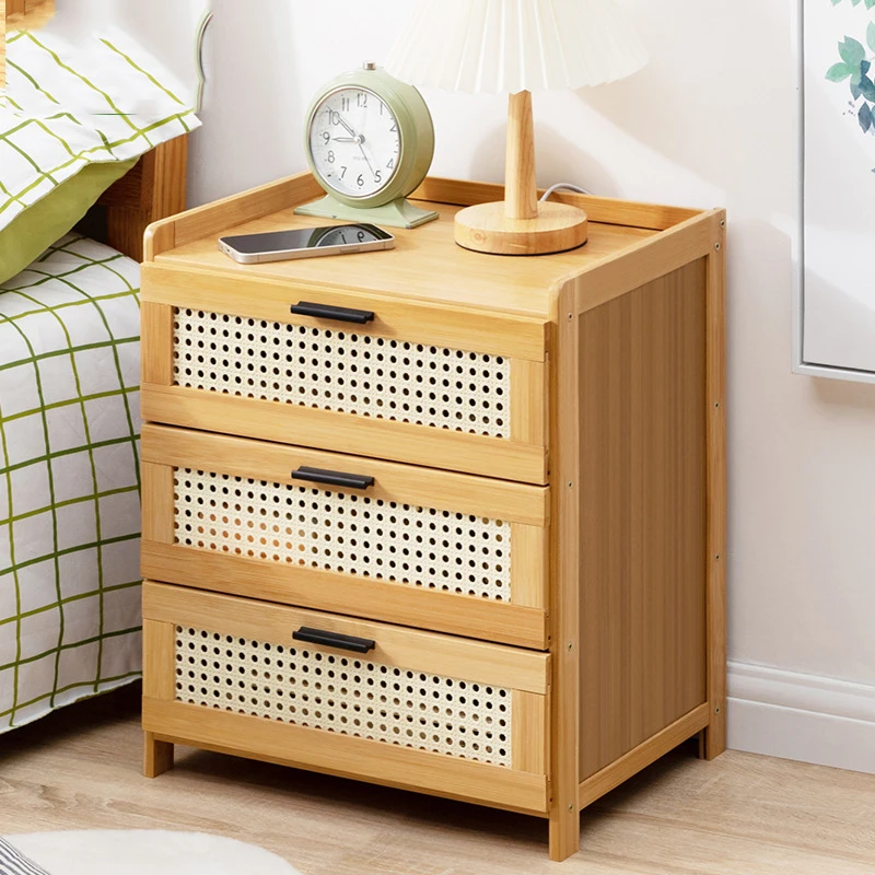 Solid Wood Bedside Table Simple Small Cabinet Modern Morocco Storage Cabinet For Bedroom Bedside Nightstands Set