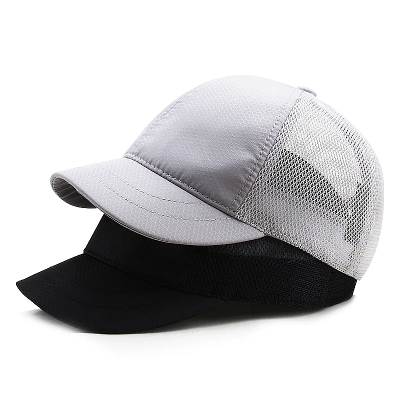 Men's Short Brim Fast Dry Baseball Cap Casual Plain Small Brim Mesh Breathable Snapback Caps for Women Bone Gorras Dad Hat