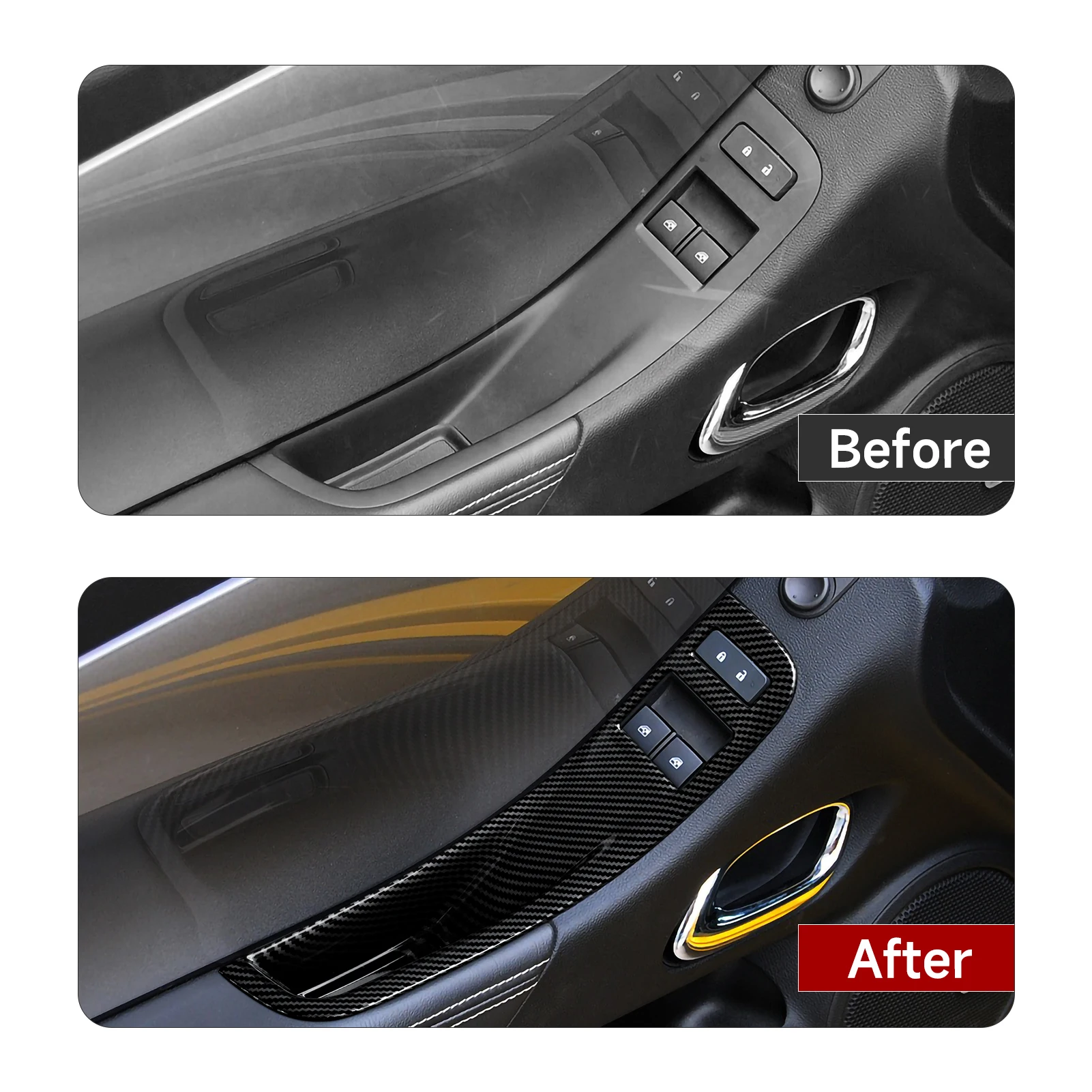 ABS 자동차 창문 리프트 스위치 패널 커버 카본 파이버 인테리어 스티커 쉐보레 카마로 ZL1 2010-2015 트림 액세서리