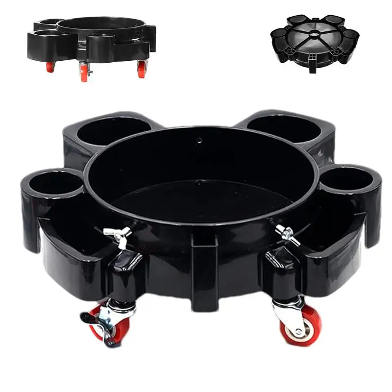 Car Bucket Roller 5 Wheels Multifunctional Removable Bucket Mover Heavy Duty Car Washing Tools Easy Push Trolley With