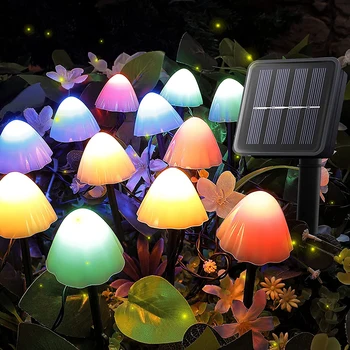 Outdoor Solar Garden Lights Set of 12 Mini Solar Mushroom Light Outdoor Waterproof Cute Mushroom Shaped Pathway Landscape Lights 1