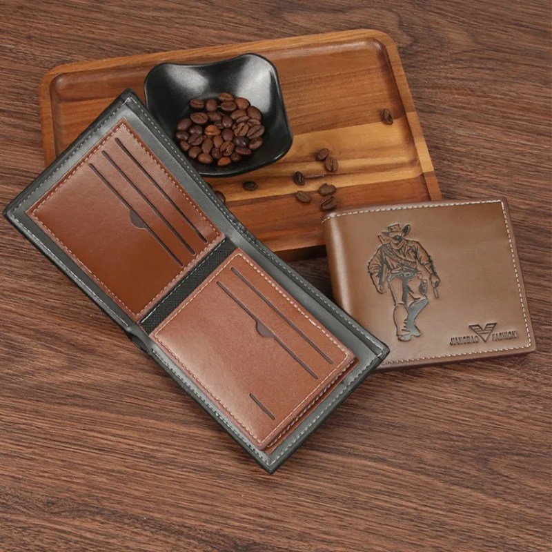 Men Inserts Foldable Wallets Picture Coin Slim Purses Business Money Credit ID Cards Holders Vintage Protection Capacity Bags 4