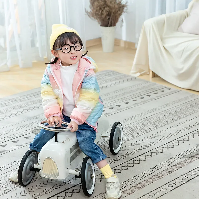 Kids White Duck Down Jackets New Autumn Winter Rainbow Light Weight Down Coats for Girls Boys Hooded Warm Child Clothes