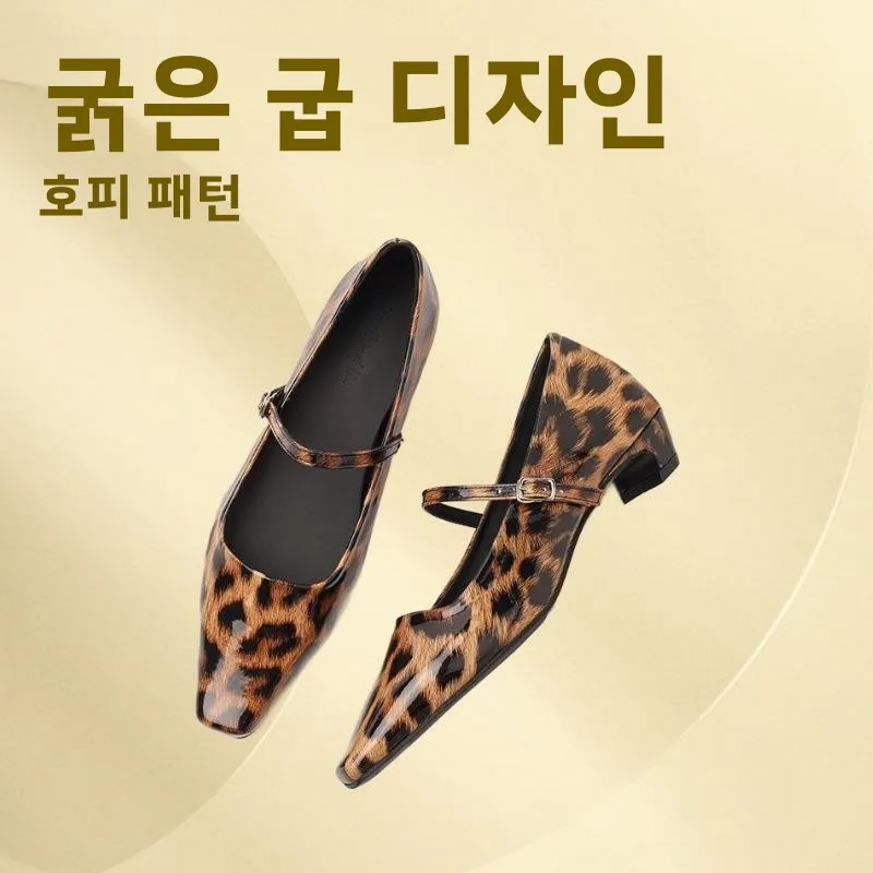 세련된 스퀘어토 미들힐 메리제인 싱글 슈즈, 버클 장식의 다용도 여성용 통근화, PU 인솔, 유니섹스