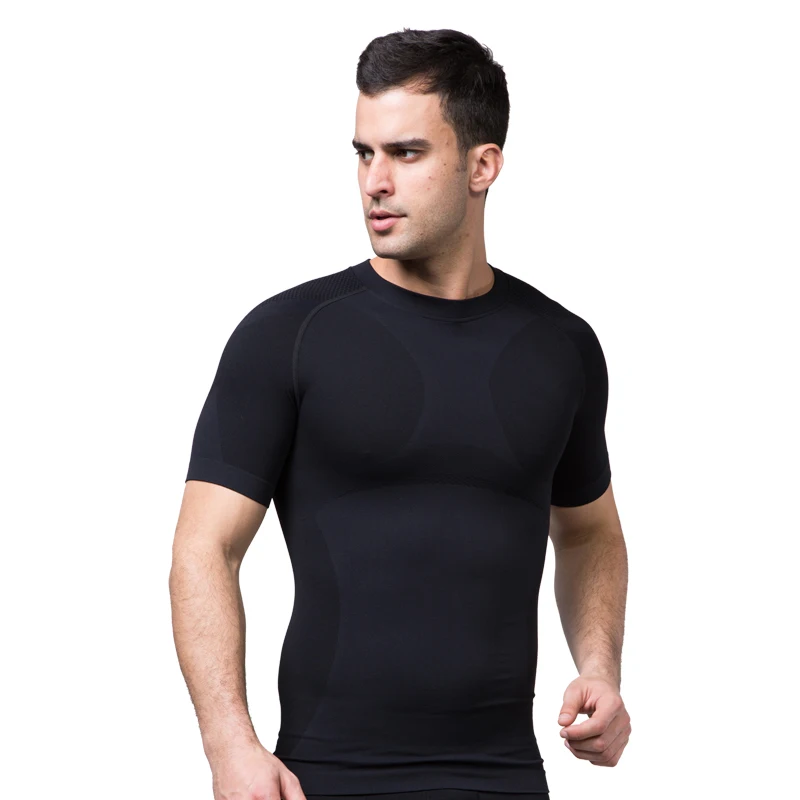 Men's Compression Shirt Body Shaper Slimming Short Sleeve Abdomen Undershirts