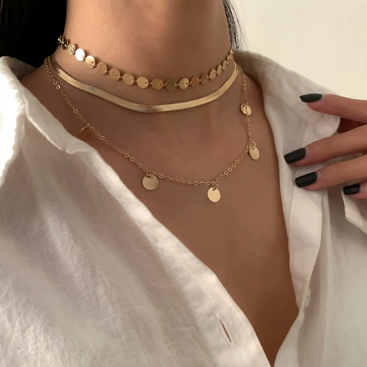 Women's Copper Sequin Vintage Choker Necklace