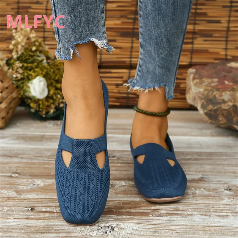 Summer Cloth Shoes ladies Hollow Breathable Soft Sole Anti slip Flat Shoes Casual Shoes women work shoes comfortable for work