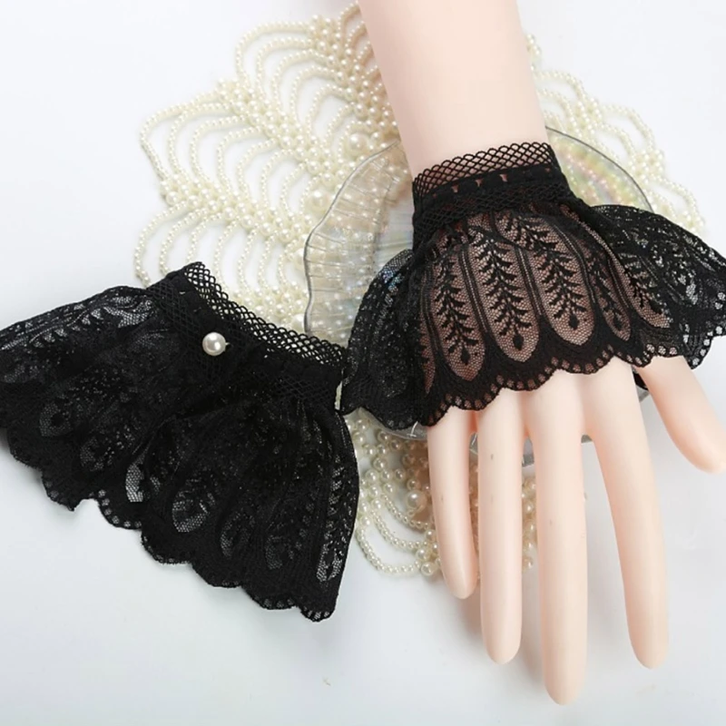 

Girls Lace Wrist Cuffs Bride Wedding Dress Hollow False Cuffs Skirt Decors DXAA