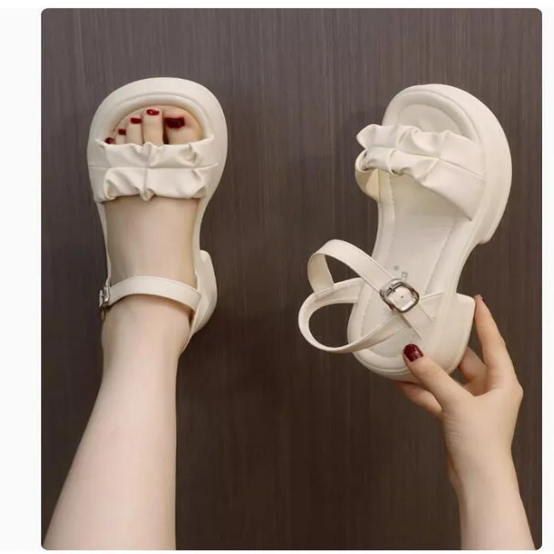 Women's Sandals 2024 Summer New Fashion Retro Genuine Leather Ladies Shoe Sandals Women Platform 6cm Heels Casual Wedges Shoes