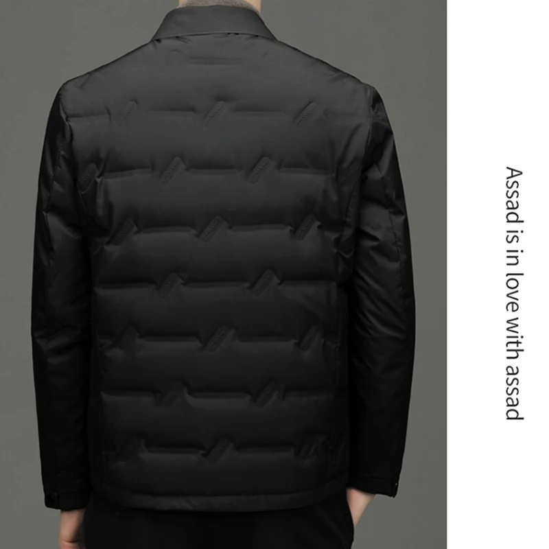 Casual Business 2023 Winter Men Warm White Duck Down Jacket Solid Thick Covered Button Puffer Coat Outwear Top Short Down Parkas