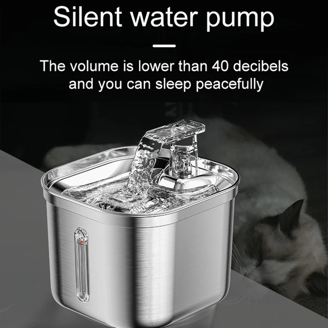 Automatic Cat Water Fountain Stainless Steel Cat Fountain With Filter Visual Water Level Pet Puppy Cats Drinking Water Dispenser 4