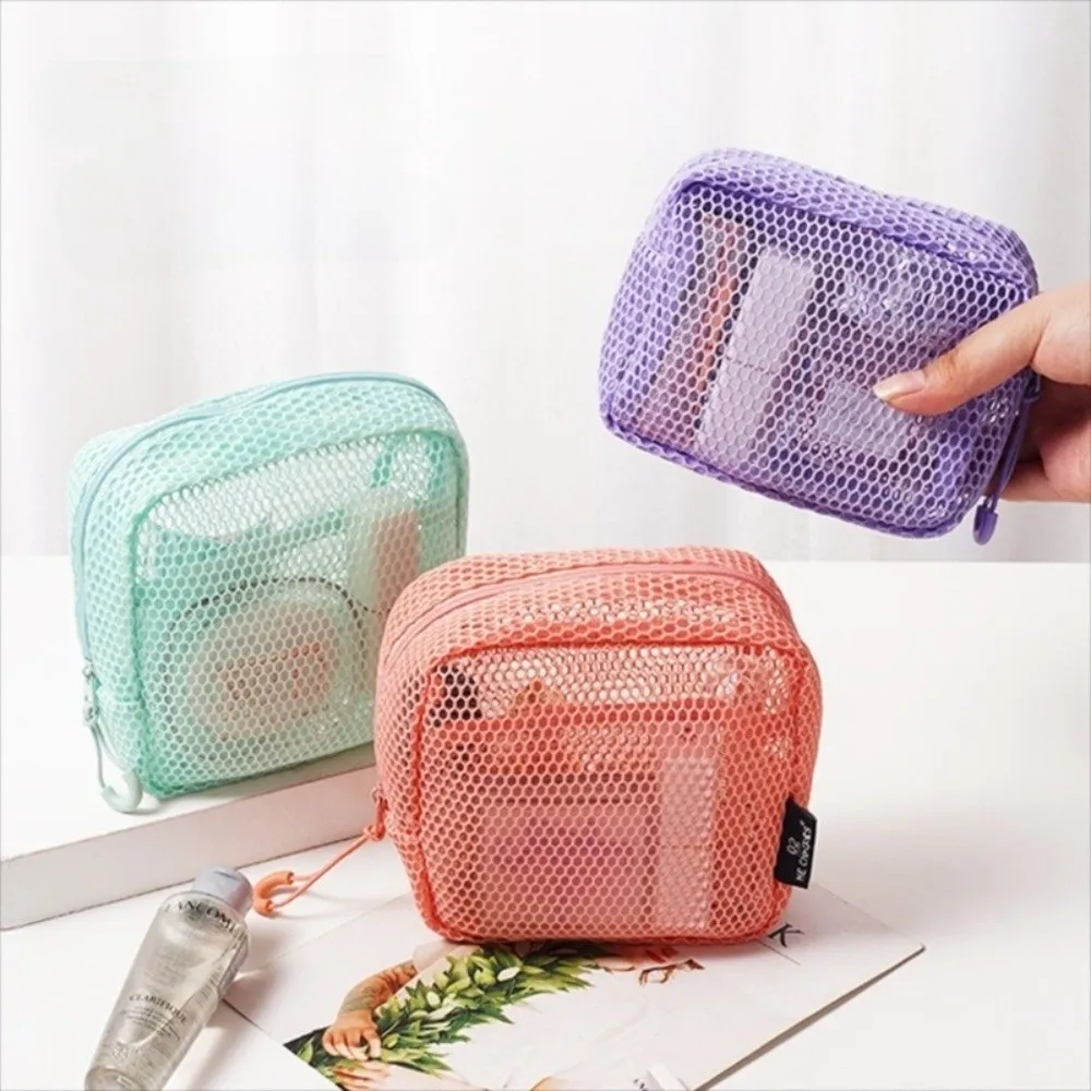 Transparent Polyester Cosmetic Bag with Zipper for Storage