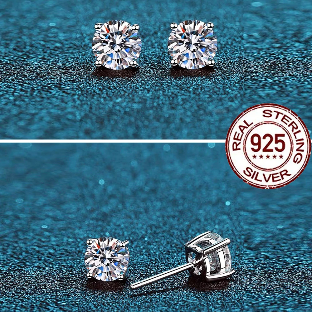 925 Sterling Silver Jewelry Certificate Brilliant Round CZ 0.8ct Stud Earrings for Women Girl Gift CWWZircons SE013 silver stud earrings silver earrings womens earrings