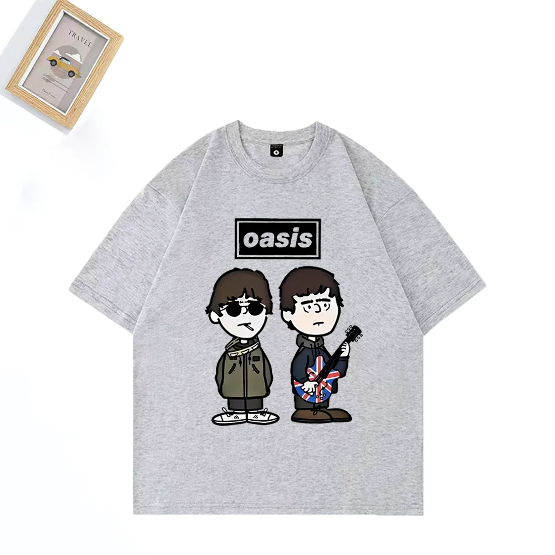 British Rock Band O-Oasis Live 25 Punk T-Shirt Herren Damen Cartoon Vintage Hip Hop Streetwear 100 % Baumwolle Kurzarm T-Shirt – Detail 8