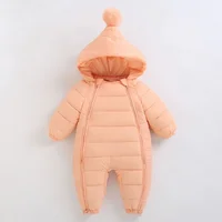 Baby jumpsuit winter new plush and thick hooded down climbing suit for babies to go out and hug clothes, newborn cotton jacket 3