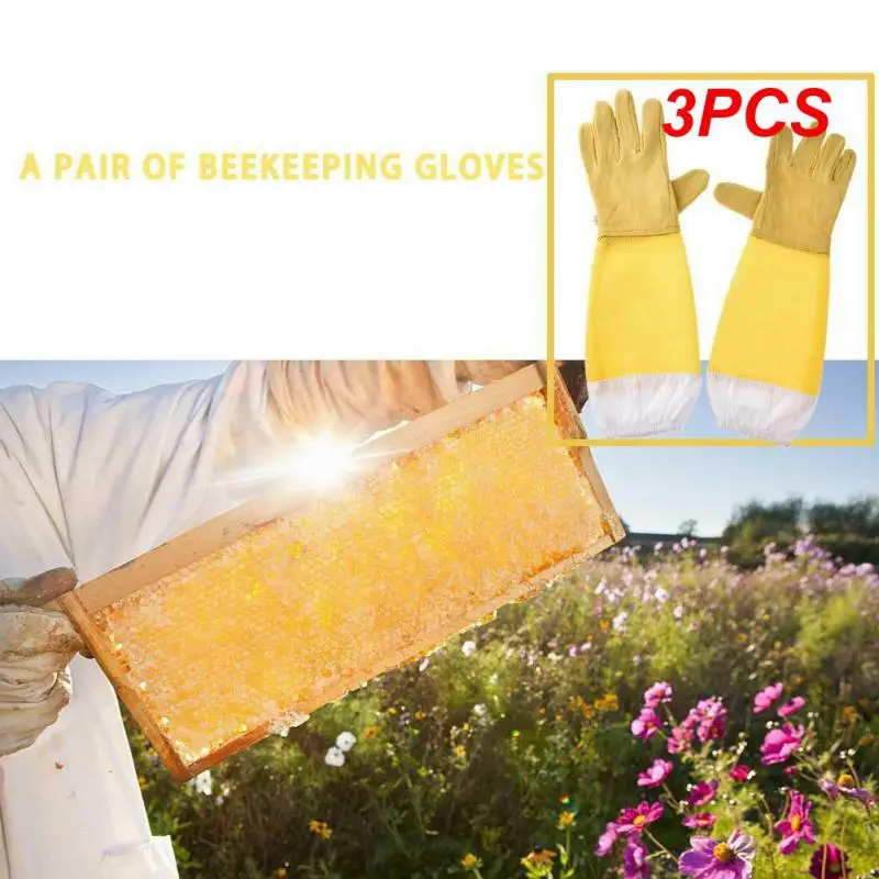 

1 Pair Beekeeping Gloves Protective Sleeves Breathable Anti Bee Sting Sheepskin Long Gloves For Beekeeper Beekeeping Tools