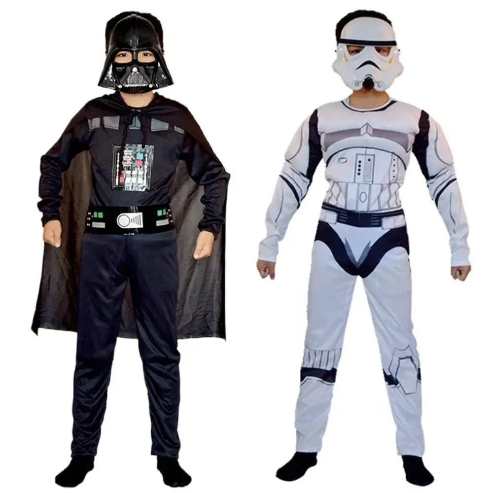 Boy's Black Warrior Jedi Cosplay Jumpsuit Halloween Carnival Costume