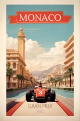 Vintage Racing Poster Collection - Retro Motorsport Wall Art Canvas - 40x60cm No Frame (Black)
