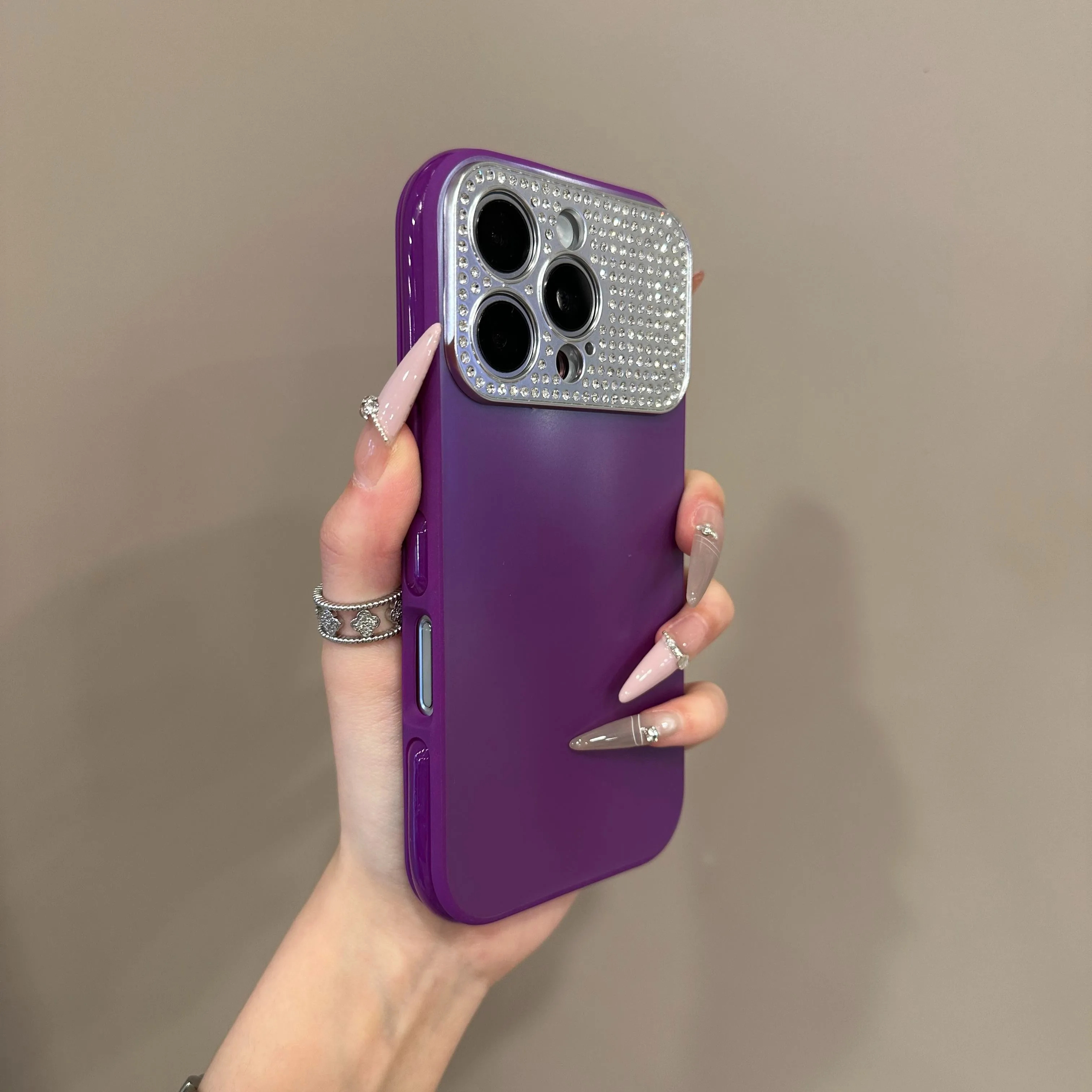 Glamorous Glitter Shockproof Camera Protection Case with Diamond Accents - Candy Color Bumper