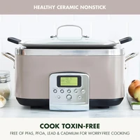 Programmable 6QT Electric Slow Cooker, Dishwasher Safe Lid & Removable Crock, Steam Basket, Roast, Clay 2