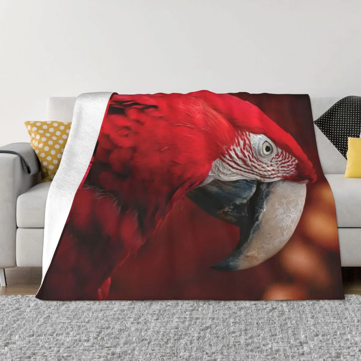 

Beautiful Red Macaw Ara Throw Blanket Blankets For Sofas Plaid Retros Blankets