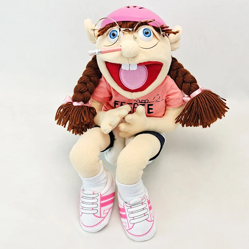 Jeu de marionnettes en peluche pour garçons et filles, marionnette à main  de dessin animé, cadeau de Noël, accessoires de fête, jeu de conversation,  beurre, angiFeebee, Jeffy, chapeau, 60cm