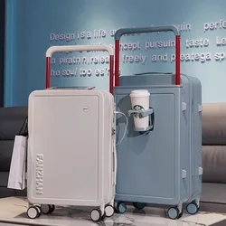 New Wide Handle Luggage Cup Holder Lightweight Trolley Case Travel Bag Password Suitcase Unisex Trunk Bag Suitcases on Wheels