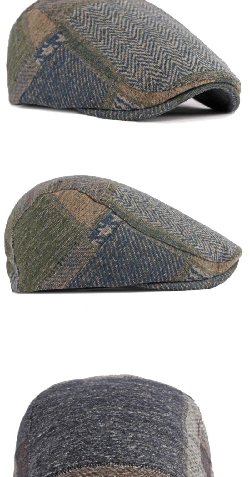 HT4091 Männer Frauen Baskenmütze Mütze Herbst Winter Hut für Männer Frauen Plaid Baskenmütze Hut Einstellbare Ivy Flache Kappe Künstler Hut Männlich Weiblich Berets – Detail 5