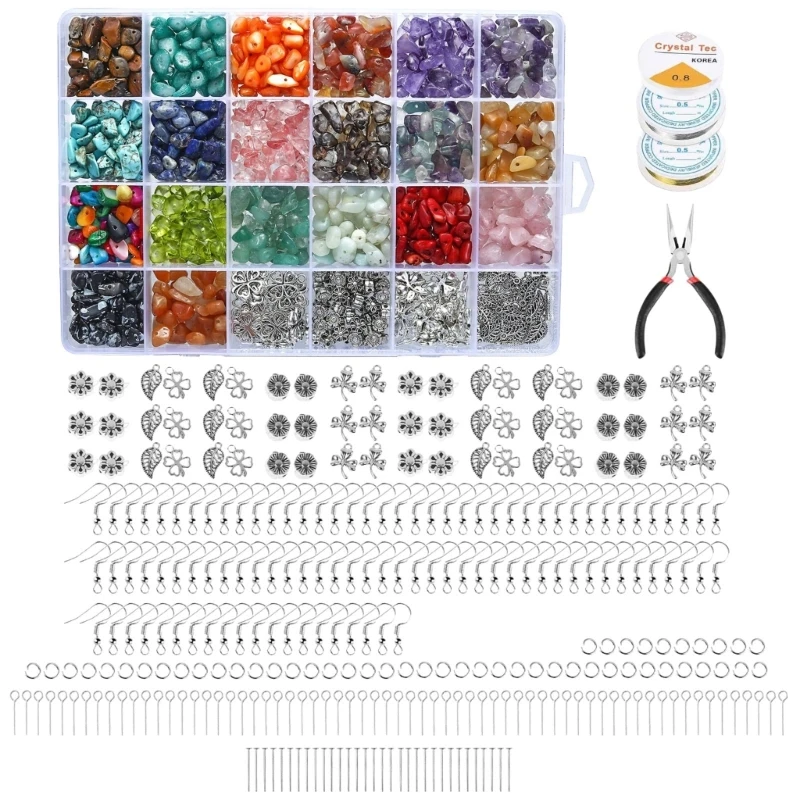 

24Grids Irregular Gravel Natural Stone Beaded DIY Handmade Gemstones Jewelry Accessories Boxed Crushed Stone Combination