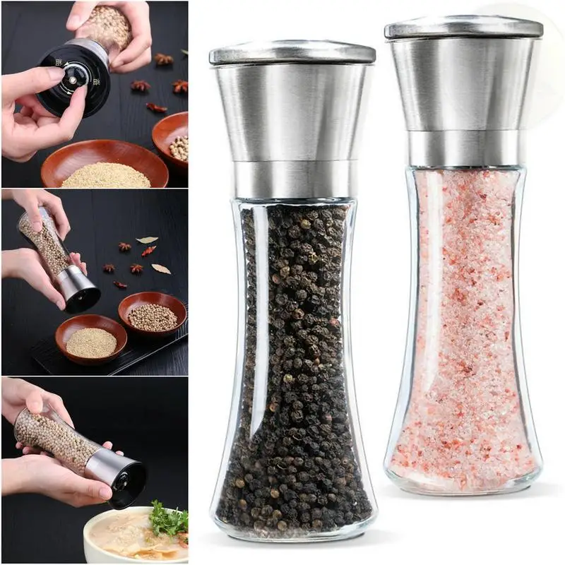 

Stainless Steel Pepper Grinder Manual Crushed Sea Salt Pepper Grinder Household Spice Grain Grinding Mill Bottle Kitchen Tools