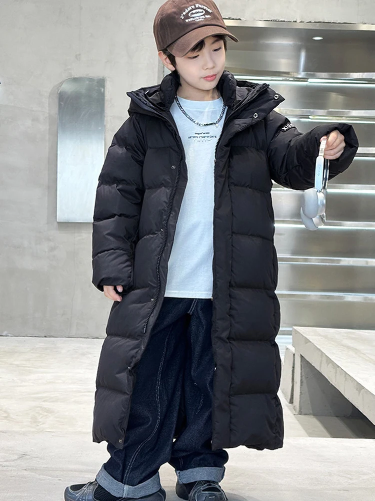 2025년 신상 아동용 다운 코튼 재킷 여아 코트 롱 오버 니 틴 코트 남아용 두꺼운 겨울옷 RM406