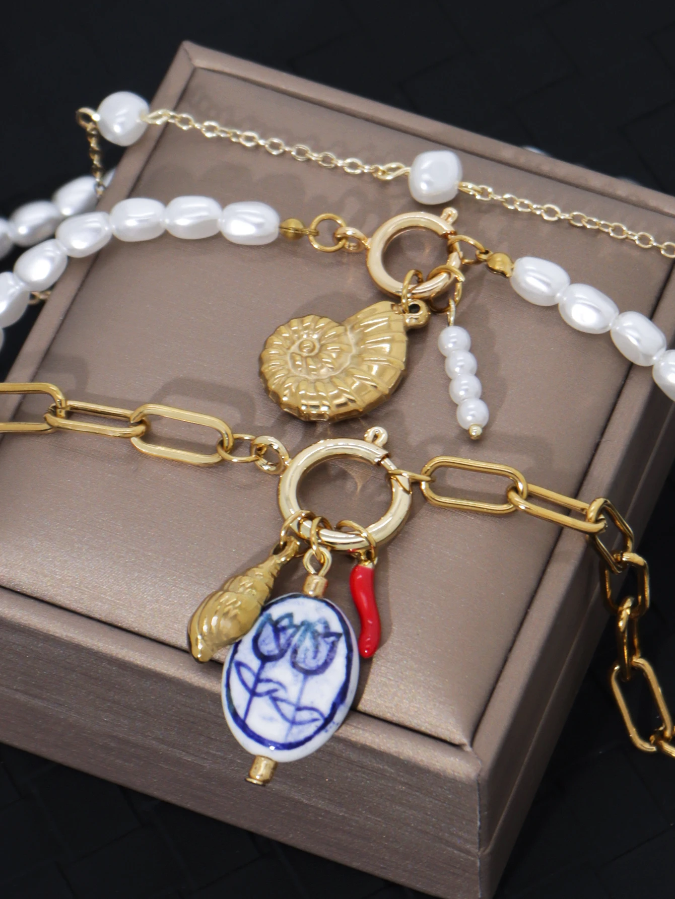 Ceramic Tulip Stainless Steel Charm Necklace Women